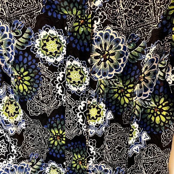 Chico's Black Floral Button Front Jackets Size Small Sequins Beaded Cotton - Picture 9 of 11